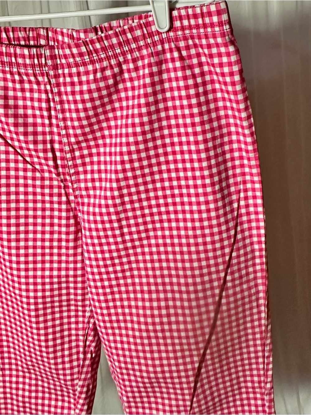 RealSize Pink White Gingham Checkered Elastic Waist Pull On Pants XL